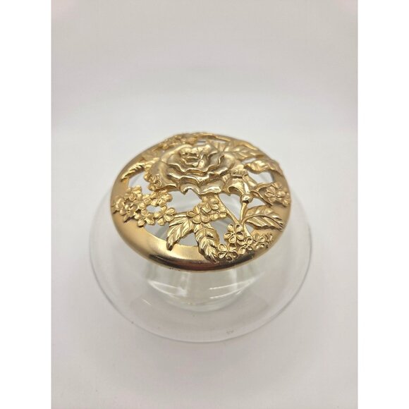 Pewter Top Glass Potpourri Jar Rose Design Canada 1988 - Picture 1 of 7